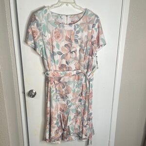 Calvin Klein Floral Dress with Belt